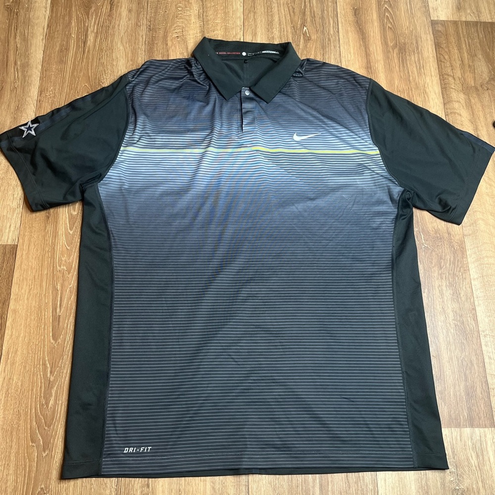 Nike Golf Tiger Woods Collection Polo Shirt Mens L Black Gray Snap